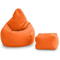 Gaming Sitzsack und Pouf für Wohnzimmer, Bohnen Sessel mit Rückenlehne für Erwachsene, Outdoor Sitzsack mit Pouf - Orange - Loft 25 von LOFT 25