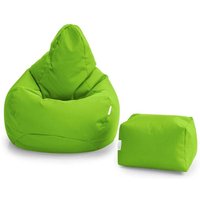 Gaming-Sitzsack und Fußhocker für das Wohnzimmer, wasserabweisender Sitzsack mit hoher Rückenlehne für drinnen und draußen mit Fußstütze - Limette von LOFT 25