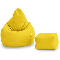 Gaming Sitzsack und Pouf für Wohnzimmer, Bohnen Sessel mit Rückenlehne für Erwachsene, Outdoor Sitzsack mit Pouf - Gelb - Loft 25 von LOFT 25