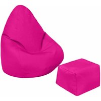 Loft 25 - Kinder-Sitzsack mit Fußhocker für das Wohnzimmer, wasserabweisender Kinder-Gaming-Pouf-Sitz, Outdoor-Spiel-Pouf-Stuhl mit Ottomane - Cerise von LOFT 25