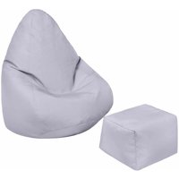 Loft 25 - Kinder-Sitzsack mit Fußhocker für das Wohnzimmer, wasserabweisender Kinder-Gaming-Pouf-Sitz, Outdoor-Spiel-Pouf-Stuhl mit Ottomane - Grau von LOFT 25