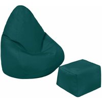 Loft 25 - Kinder-Sitzsack mit Fußhocker für das Wohnzimmer, wasserabweisender Kinder-Gaming-Pouf-Sitz, Outdoor-Spiel-Pouf-Stuhl mit Ottomane - Grün von LOFT 25