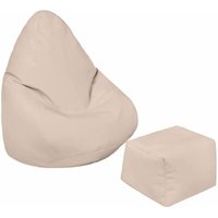Loft 25 - Kinder-Sitzsack mit Fußhocker für das Wohnzimmer, wasserabweisender Kinder-Gaming-Pouf-Sitz, Outdoor-Spiel-Pouf-Stuhl mit Ottomane - Stein von LOFT 25