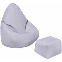 Kinder Sitzsack mit Pouf für Gaming, Sitzsack Stuhl für Wohnzimmer, wasserfest Outdoor Kind Sitzsack und Pouf für Spielzimmer - Grau (Sitzsack mit von LOFT 25