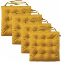 Loft 25 - Sitzkissen für Wohnzimmer, Samt Stuhl Kissen für den Innenbereich, Anti-Rutsch-Stuhl Sitzkissen mit sicheren Bindungen - Kurkuma (4pk) von LOFT 25