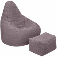 Sitzsack für Erwachsene mit Fußhocker, Cord-Sitzsack für das Wohnzimmer, Relax-Gaming-Sitzsack mit hoher Rückenlehne und Fußhocker - Nerz (Sitzsäcke Sitzsack für Erwachsene mit Fußhocker, Cord-Sitzsack für das Wohnzimmer, Relax-Gaming-Sitzsack mit hoher Rückenlehne und Fußhocker - Nerz (Sitzsäcke von LOFT 25