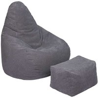 Loft 25 - Sitzsack für Wohnzimmer, weicher Cord-Sitzsack und Pouf für drinnen, Sitzsack Pouf für Erwachsene - (Sitzsack mit Hocker) von LOFT 25