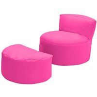 Sitzsack mit Hocker für das Wohnzimmer, Wasserfester Sitzsack mit Rückenlehne und Hocker für Kinder, Runder Sitzsack für Jugendliche - Rosa - Loft 25 von LOFT 25