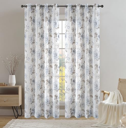 Calista Lichtfiltervorhang mit Ösen, für den Innenbereich, 132 x 213 cm, Blau von LOFT LIVING
