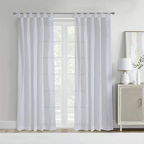 Callie Vorhang mit Schlaufen, durchscheinend, für Innenbereich, 132 x 274 cm, Weiß von LOFT LIVING