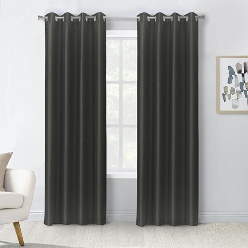 Galiano Verdunkelungsvorhang mit Ösen, für den Innenbereich, 132 x 213 cm, Schwarz von LOFT LIVING