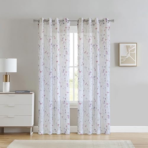 Hallie Sheer Grommet Indoor Curtain 132.1x213.4 cm Pink von LOFT LIVING