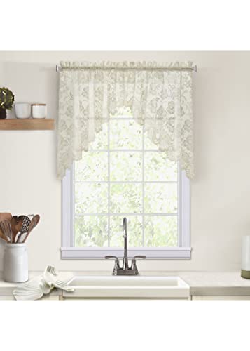 LOFT LIVING Louis Fenstervorhang, Bestickt, Blumenmuster, Spitze, 183 x 81 cm, elfenbeinfarben von LOFT LIVING