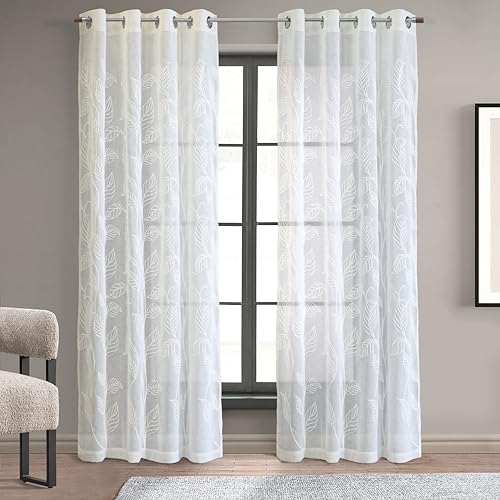 Laurelle Vorhang mit Ösen, durchscheinend, für Innenbereich, 132 x 213 cm, Cremefarben von LOFT LIVING