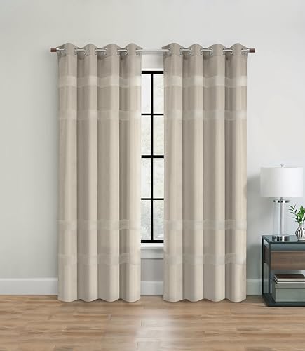 Penny Lichtfiltervorhang mit Ösen, für den Innenbereich, 132 x 241 cm, Taupe von LOFT LIVING