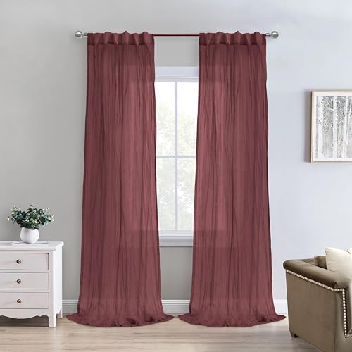 Peoria Sheer Dual Header Indoor Vorhang 132.1x160.0 cm Burgunderrot von LOFT LIVING