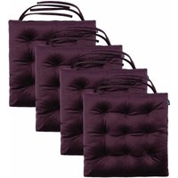 Loft 25 Sitzkissen für Wohnzimmer, Samt Stuhl Kissen für den Innenbereich, Anti-Rutsch-Stuhl Sitzkissen mit sicheren Bindungen - Aubergine (4pk) von LOFT 25