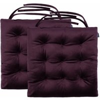 Sitzkissen für Wohnzimmer, Samt Stuhl Kissen für den Innenbereich, Anti-Rutsch-Stuhl Sitzkissen mit sicheren Bindungen - Aubergine (2pk) - Loft 25 von LOFT 25