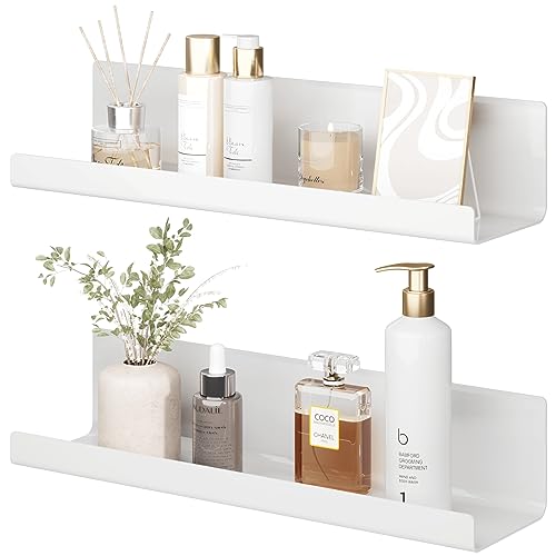 LOFTPLUS Wandregal Ohne Bohren Schweberegal - 2er Set Weiß Acryl Regal Wand für Bücher and Fotos, Home Decoration Wall Shelf für Küche, Bad, Büro, Wohnzimmer(32x10x8cm) von LOFTPLUS