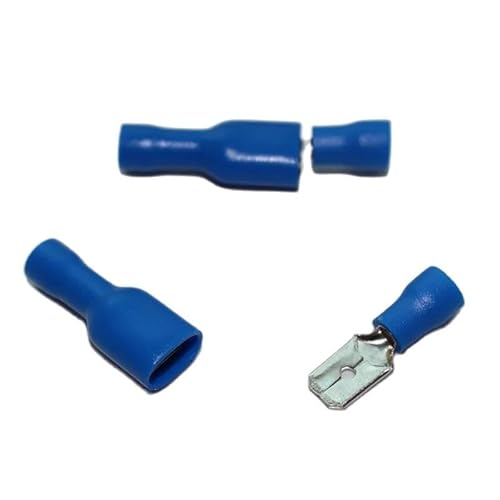 10pcs 6.3mm Spade Crimp Terminal 6.3 Male Female Blue Insulated Electrical Connector for 16AWG - 14AWG Wire /1.5-2.5mm2 Cable von LOFWSGPRX