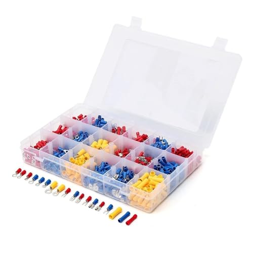 1200 Pcs Electrical Wire Ring Fork U-type Spade Terminal Butt Crimp Connectors Insulated Crimp Terminals Assorted Kit von LOFWSGPRX