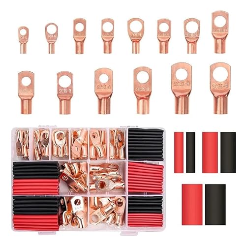 160PCS Ring Terminal Cable Shoes Lugs Tinned Copper Lug Wire Eye Connectors Electrical Terminals Lugs Wire Copper Kit von LOFWSGPRX