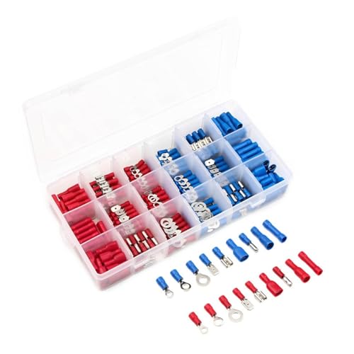 360pcs Electrical Crimp Terminals Insulated Butt Connectors Spade Ring Fork Copper Terminators Set With Storage Box Red Blue von LOFWSGPRX