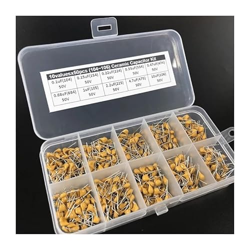 500pcs 10Valuesx50 0.1uF~10uF (104~106) Multilayer/Monolithic Ceramic Capacitor Assorted kit with storage box Capacitance Meters von LOFWSGPRX