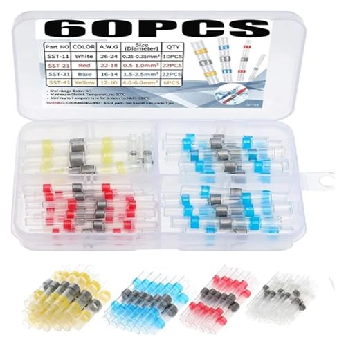 60pcs Solder Heat Shrink Terminals Connector Cable Butt Crimp Connector for Electrical von LOFWSGPRX