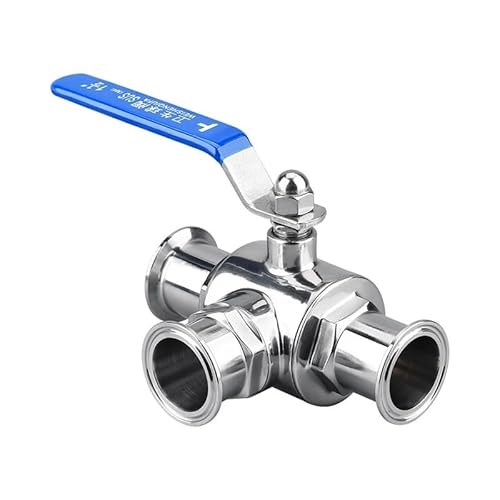 LOFWSGPRX 2"(51mm) T-Pattern Three Way Stainless Steel Tri-clamp Ball Valve SS304 OD64 von LOFWSGPRX