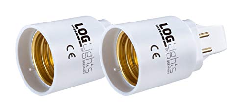 2 x G24-Q G24Q 4-Pin Adapter auf E27 Sockellänge 15 mm f. LED Leuchtmittel LoG von LOG Lights of Germany
