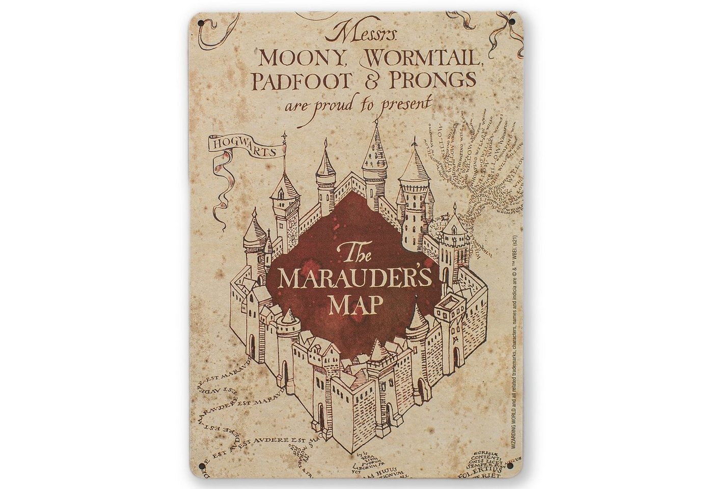 LOGOSHIRT Metallschild Harry Potter Blechschild Marauders Map von LOGOSHIRT