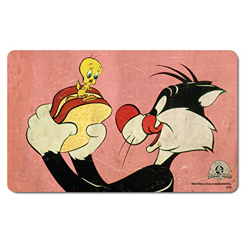 Logoshirt® Looney Tunes I Sylvester & Tweety I Sandwich I Frühstücksbrettchen I Schneidebrett I 23x14cm I spülmaschinenfest & hitzebeständig I Lizenziertes Originaldesign von Logoshirt