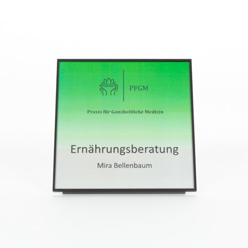 Apollo Tischaufsteller DIN A5 Querformat zum Selbstbeschriften mit stabilem Ständer aus Stahl, Tischschild aus Acrylglas mit Aluminiumrahmen in Schwarz von LOGOTEAM