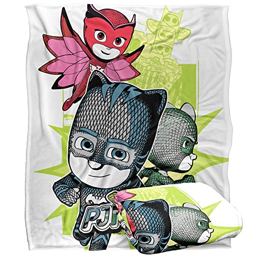 PJ Masks Comic Group Splash Kuscheldecke, seidig, 152 x 127 cm von LOGOVISION