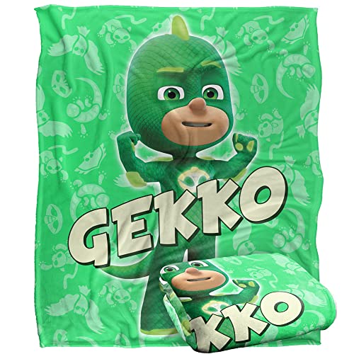 PJ Masks Kinderdecke, Gekko Character Silky Touch, superweich, 152 x 127 cm von LOGOVISION