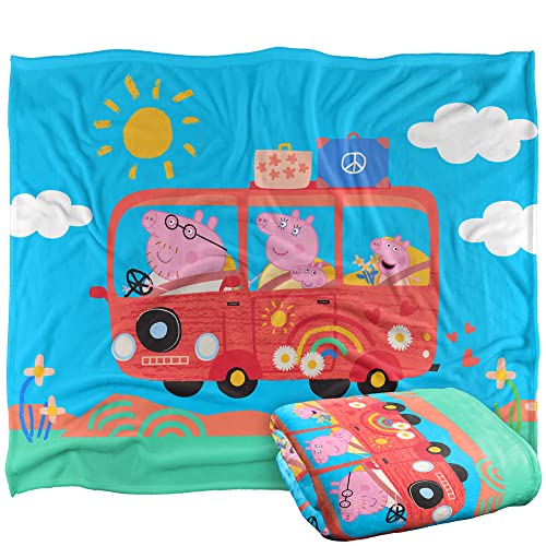 Peppa Pig Silky Touch Kinderdecke, 152 x 127 cm, Roadtrip mit der Familie von LOGOVISION