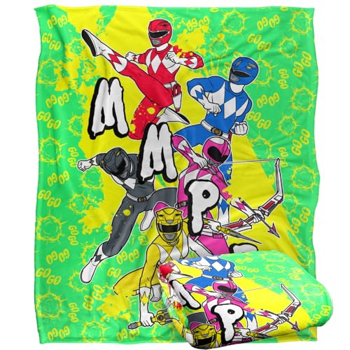 Power Rangers Decke, 152 x 127 cm, MMPR Group Attack Silky Touch, Optimalweich von LOGOVISION