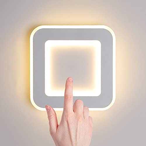19W LED Wandleuchte Innen Mit Touch Schalter Dimmbar Moderne Quadrat Wandleuchte Schlafzimmer Nachttischlampe Wand 3000K-6000K Wandbeleuchtung Acryl,1800LM, Fur Wohnzimmer Flur Treppe Hote,Weiß 19W LED Wandleuchte Innen Mit Touch Schalter Dimmbar Moderne Quadrat Wandleuchte Schlafzimmer Nachttischlampe Wand 3000K-6000K Wandbeleuchtung Acryl,1800LM, Fur Wohnzimmer Flur Treppe Hote,Weiß von LOGT