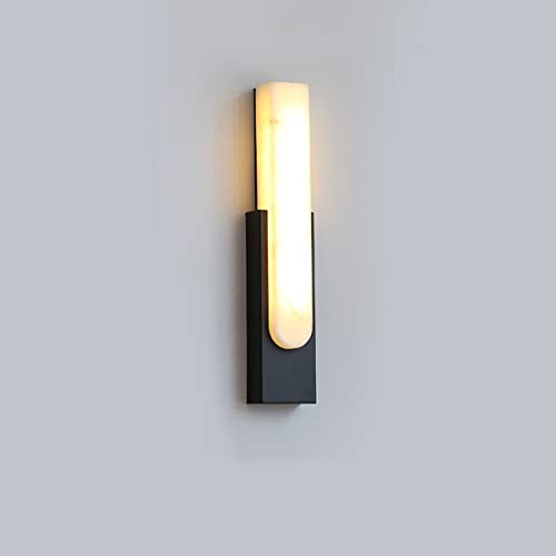 LED 12W Wandlampe Innen, Rechteck Wandleuchte Modern Dimmbar Schlafzimmer Nachttischlampe, Wandbeleuchtung Aus Marmor Wohnzimmer Beleuchtung Deko Wandlichte Flurlampe 3000K/4500K/6000K,Schwarz von LOGT