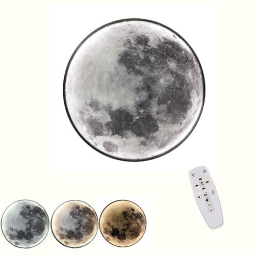 LED Mond Wandleuchte Modern Dimmbar mit Fernbedienung Wandlampe Mond Nachtlampe Runde Dekoration Lampe Ultra dünn Acryl Lampenschirm Nachttischleuchte für Kinderzimmer Schlafzimmer Wohnzimmer,30cm von LOGT