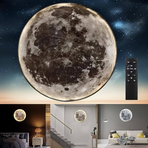 LED Mond Wandleuchte Modern Dimmbar mit Fernbedienung Wandlampe Mond Nachtlampe Runde Dekoration Lampe Ultra dünn Acryl Lampenschirm Nachttischleuchte für Kinderzimmer Schlafzimmer Wohnzimmer,80cm LED Mond Wandleuchte Modern Dimmbar mit Fernbedienung Wandlampe Mond Nachtlampe Runde Dekoration Lampe Ultra dünn Acryl Lampenschirm Nachttischleuchte für Kinderzimmer Schlafzimmer Wohnzimmer,80cm von LOGT