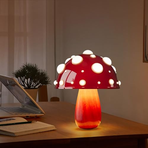 LED Pilz Tischlampe Kabellos Dimmbar Mit USB-Aufladung - Touch Nachttischlampe Mushroom Moderne Deko Nachtlicht Schreibtischlampe Für Schlafzimmer Wohnzimmer Kinderzimmer, B von LOGT