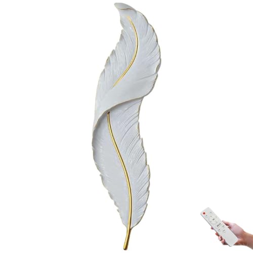 LOGT 26W LED Dimmbare Feder Wandleuchte mit Fernbedienung 3 Farben Kinderleuchten Weiße Feder Dekorative Wandlampe Moderne Kreative Wandleuchte für Schlafzimmer Wohnzimmer Kinderzimmer von LOGT