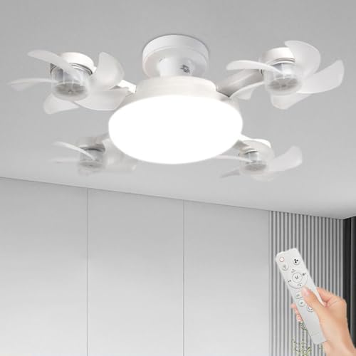 LOGT Beleuchtung Leise Deckenventilator Fernbedienung Dimmbar Ventilatordeckenleuchte LED 3 Einstellbar und 3 Farbmodi Deckenbeleuchtung 4 Ventilator Windgeschwindigkeit Einstellbare mit Timing 50 cm von LOGT