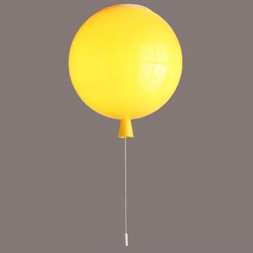 LOGT Bunte Ballon Deckenleuchte Kinderzimmer Lampe mit Schaltbar Dekorative Deckenlampe Moderne Kreative Ballo Leuchte Cartoon Jungen Mädchen Kronleuchter Zugschalter Innen Pendelleuchte,Gelb,25CM von LOGT