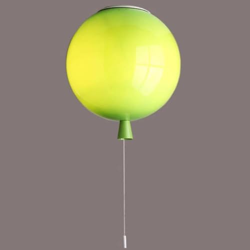 LOGT Bunte Ballon Deckenleuchte Kinderzimmer Lampe mit Schaltbar Dekorative Deckenlampe Moderne Kreative Ballo Leuchte Cartoon Jungen Mädchen Kronleuchter Zugschalter Innen Pendelleuchte,Grün,20CM von LOGT
