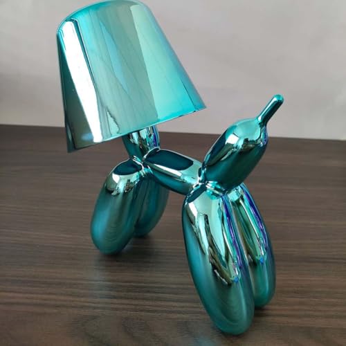 LOGT Deko Luftballon Hund Tischlampe Kabellos Dimmbare LED Akku Tischleuchte Kreative Cartoon Haustier Hund Kinderlampe Tragbar Verstellbares Nachtlicht Touch Schalter Nachttischlampe,Blau von LOGT