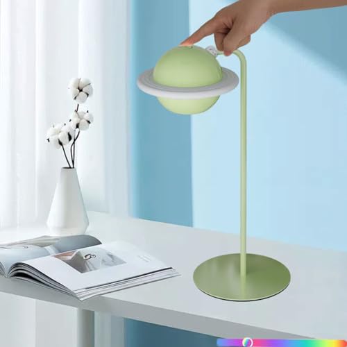LOGT Dimmbare Akku Tischlampe LED Kabellos Drehbare Magnetische Tischleuchte Abnehmbare Leselampe Buch Klemme USB Aufladbar Touch Switch Schreibtischlampe mit RGB Modus 1200mah (Weiß),Grün von LOGT