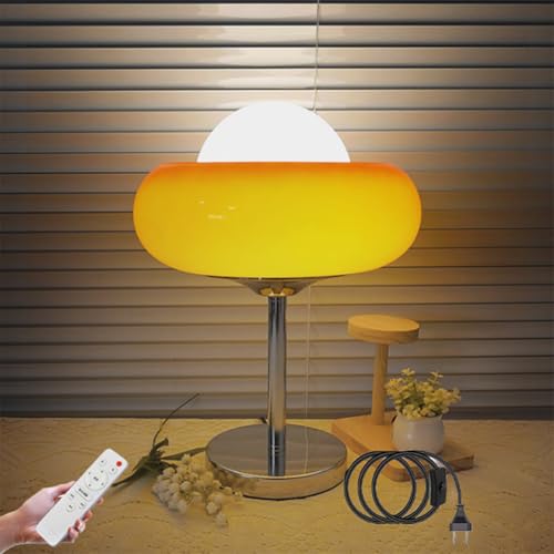 LOGT Egg Tart Tischlampe mit Kabel Stecker Schalter Pilz Lampe Fernbedienungs Dimmer Orange Pilz Tischleuchte Innen Orange Mushroom Nachttischlampe Modern Glas Schreibtischlampe Kinderzimmer LOGT Egg Tart Tischlampe mit Kabel Stecker Schalter Pilz Lampe Fernbedienungs Dimmer Orange Pilz Tischleuchte Innen Orange Mushroom Nachttischlampe Modern Glas Schreibtischlampe Kinderzimmer von LOGT